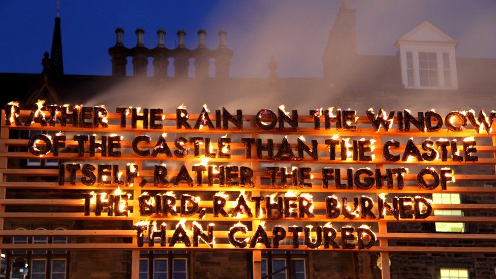 Burning art installation in Edinburgh