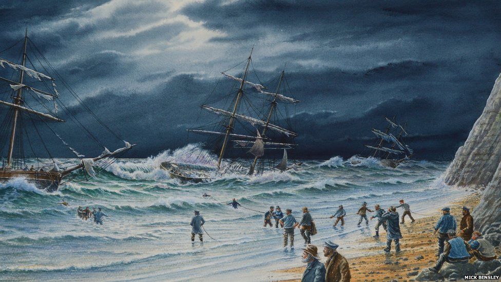 Painting of Black Rock rescue