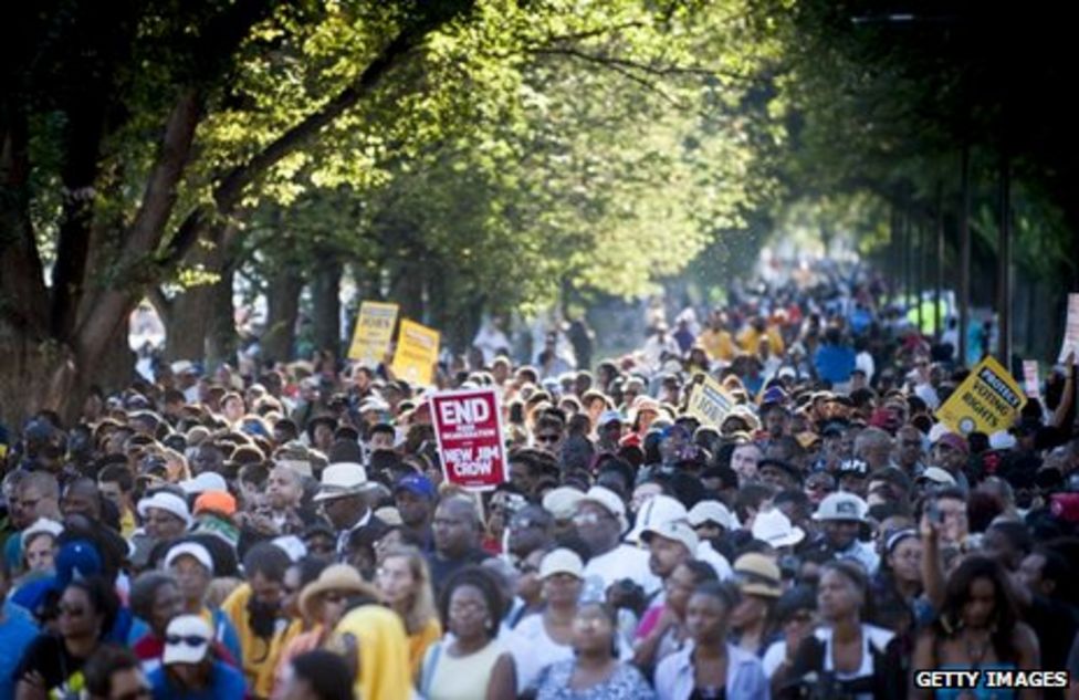 Martin Luther King rally draws thousands to Washington BBC News
