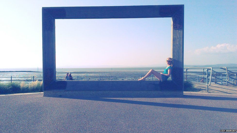 A frame placed along the Promenade of Morecambe