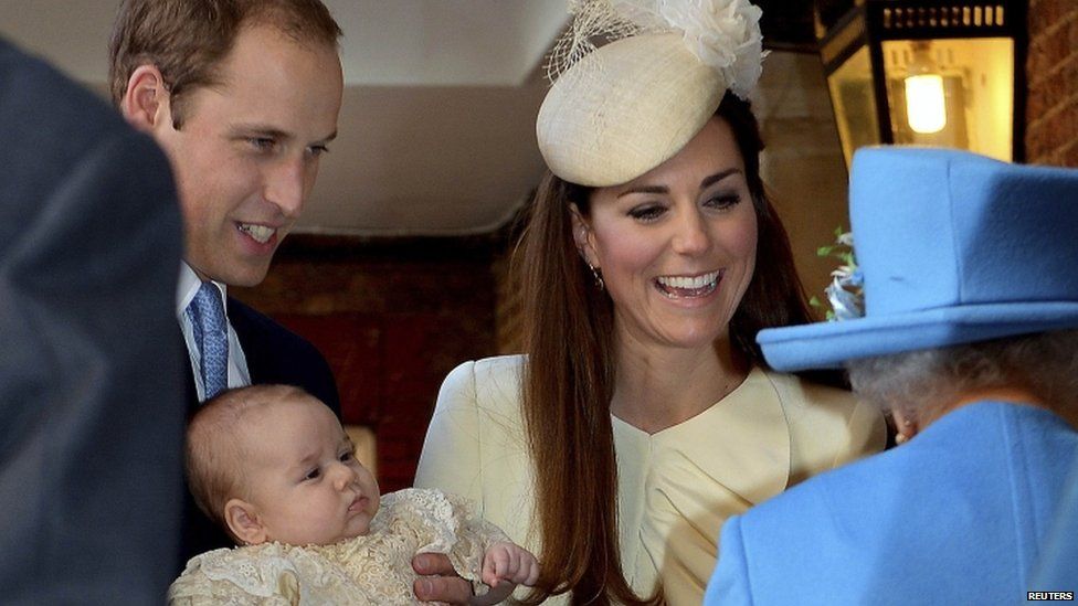 Prince George, his parents and the Queen