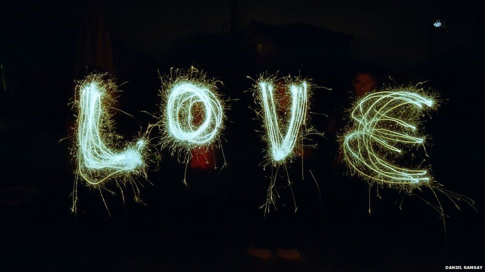 Love spelt using sparklers