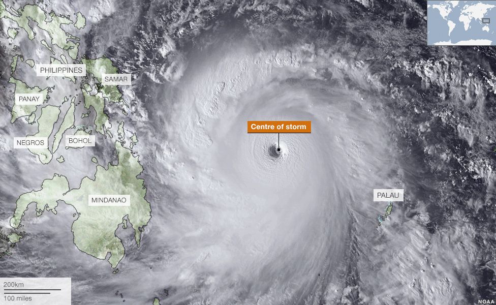 Typhoon Haiyan's approach to the Philippines, 7 November
