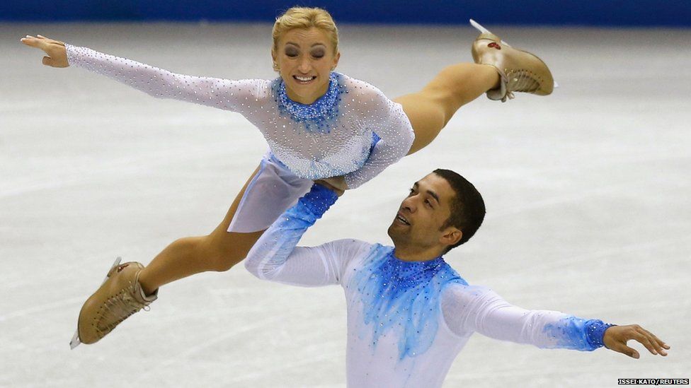 Aliona Savchenko and Robin Szolkowy of Germany during figure skating contest