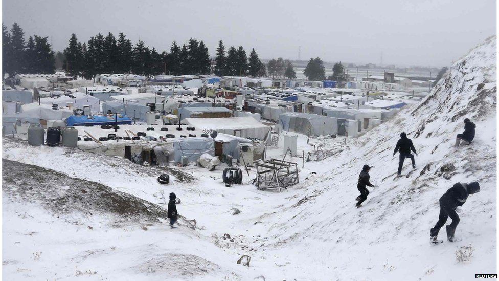 Winter under canvas Storm hits Syrian refugees BBC News