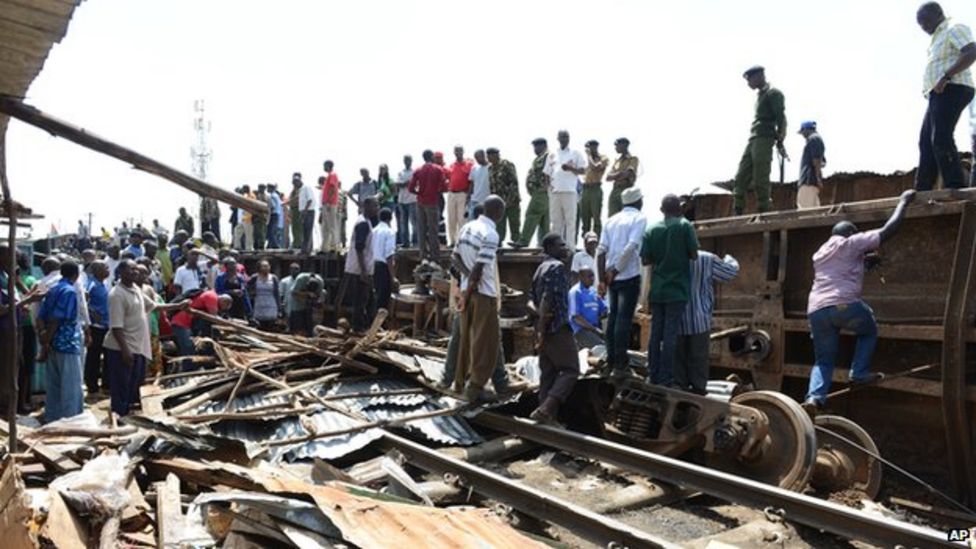 Kenya train crashes into homes in Nairobi's Kibera slum BBC News