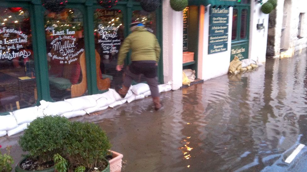 Sandbags in Barmouth, Gwynedd