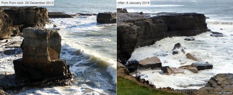 Pom Pom rock before and after storm