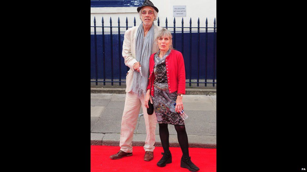 Roger Lloyd Pack and his wife Jehane Markham at the Charlie and the Chocolate Factory premiere at the Theatre Royal Drury Lane in London