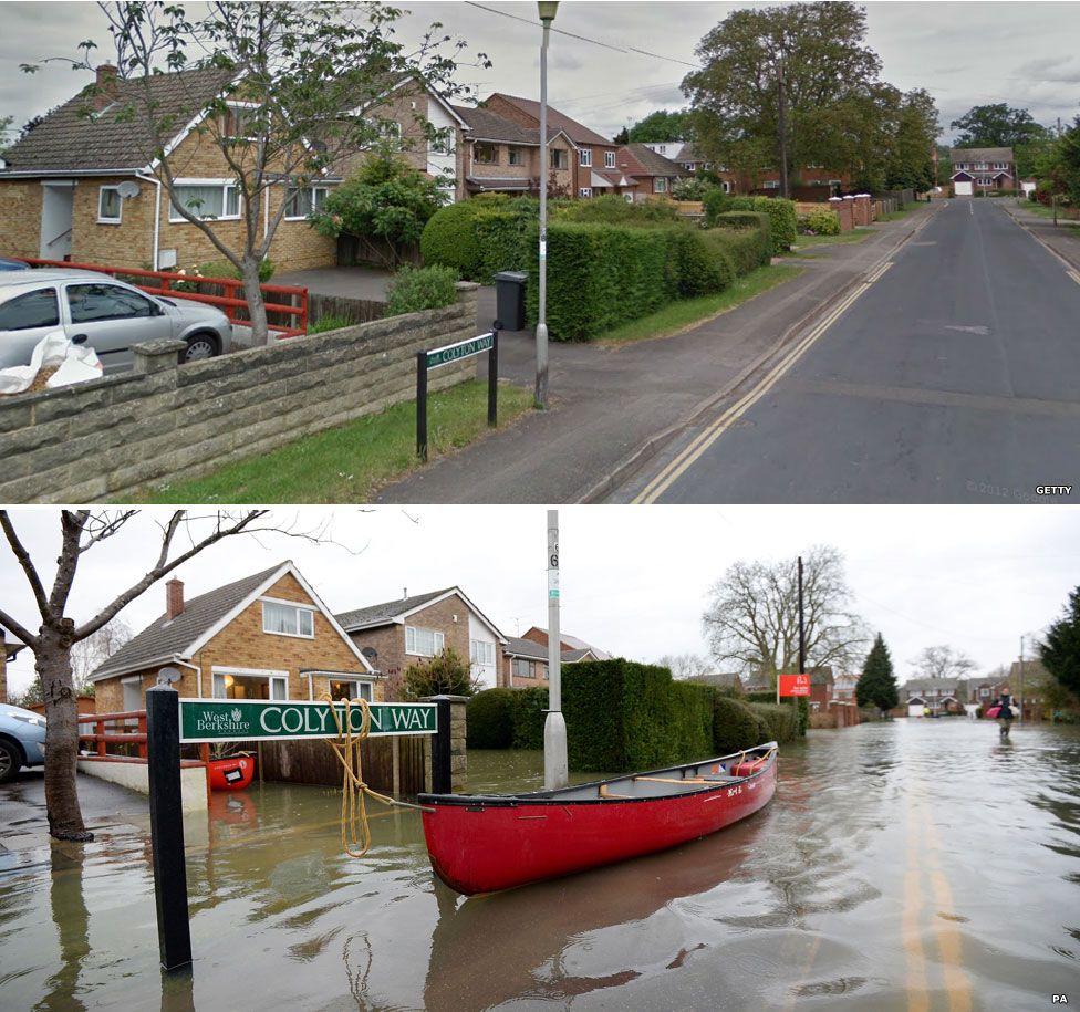 UK floods Before and after images along the Thames BBC News