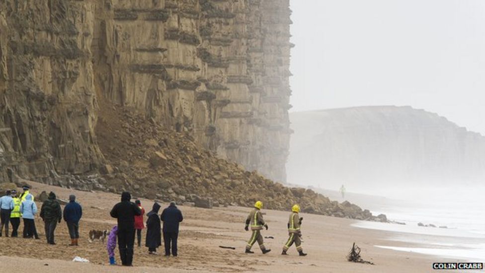 East Beach at West Bay cordoned off after landslide - BBC News