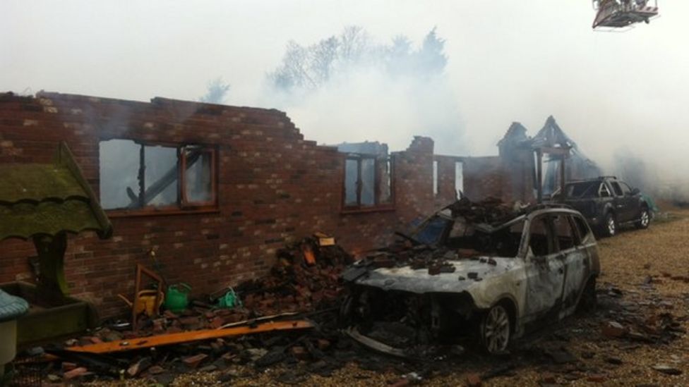 Family bungalow in Capel St Mary destroyed by fire BBC News
