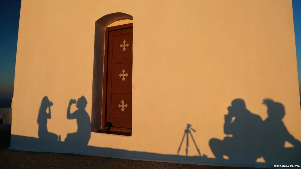 Shadows on a church wall
