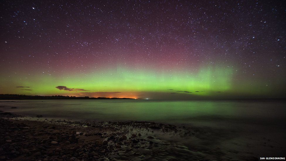 The Northern Lights over Boulmer, Northumberland