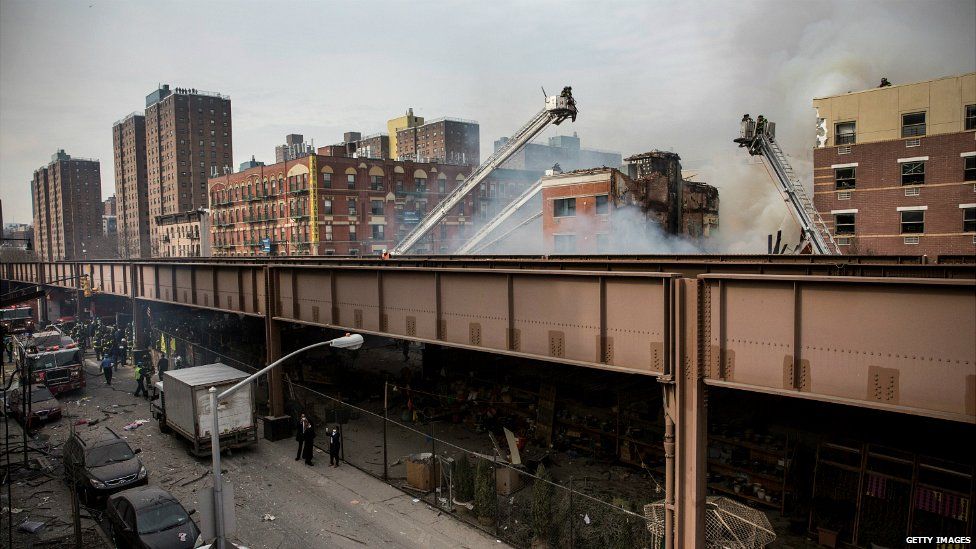 In pictures New York building collapses after blast BBC News