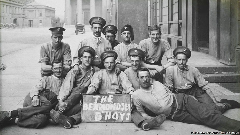 The Bermondsey B’hoys from the 2nd Grenadier Guards inside their base at Wellington Barracks sometime during 1914 or 1915