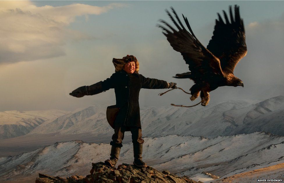 Irka Bolen training his eagle