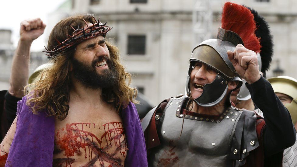 Passion of Jesus in Trafalgar Square, central London