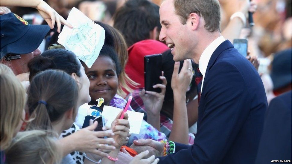 The Duke of Cambridge meeting fans in Brisbane on 19 April