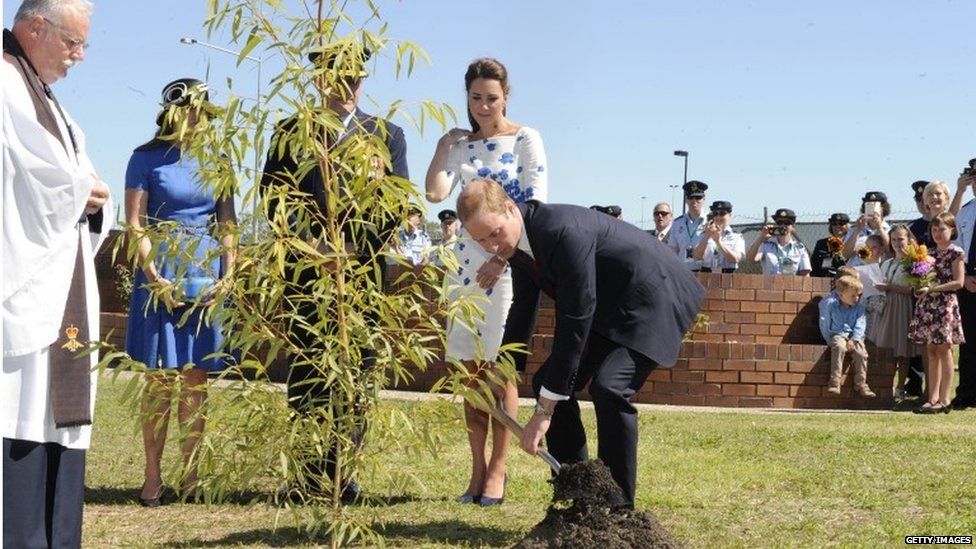 The Duke and Duchess of Cambridge plant a tree