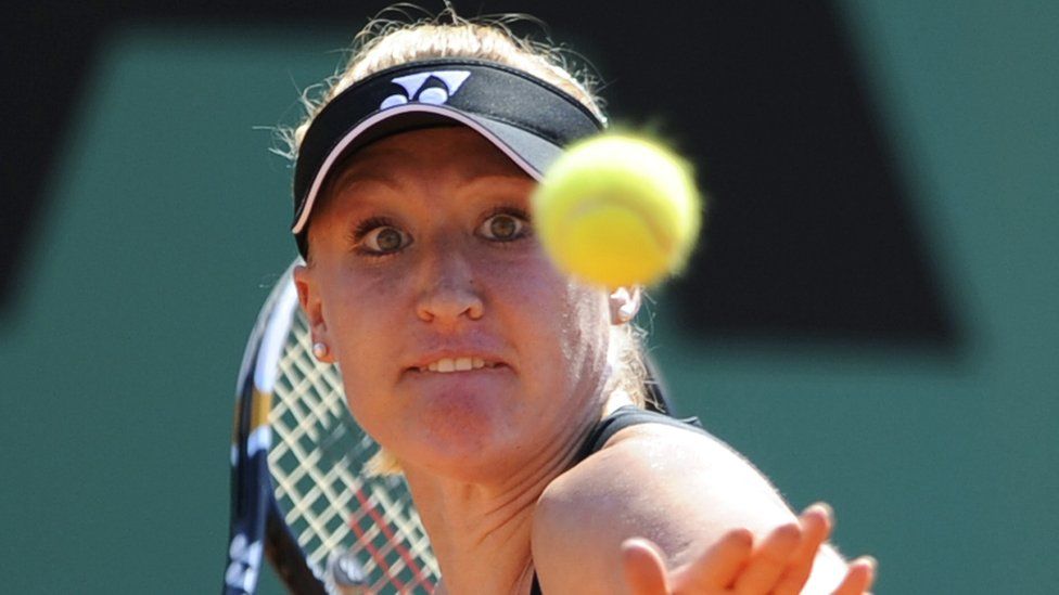 Widely known by her nickname Bally, she is pictured here playing a return to Poland's Agnieszka Radwanska during their women's first round match in the French Open in May, 2010