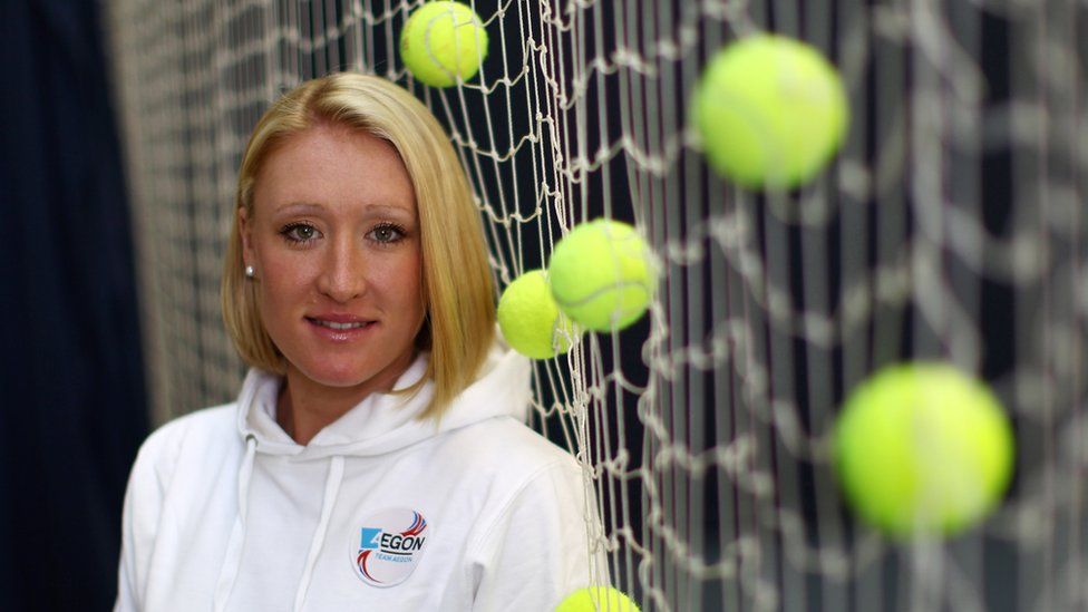 Elena Baltacha poses for the camera at the National Tennis Centre in Roehampton in 2010