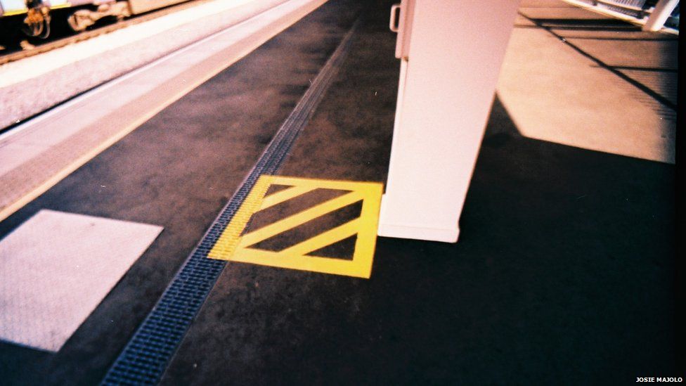 Yellow square at Gatwick Station