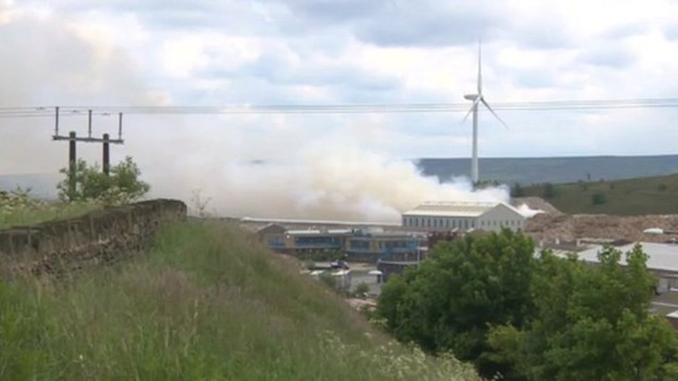 Crow Edge recycling fire Crews tackling blaze for third day BBC News