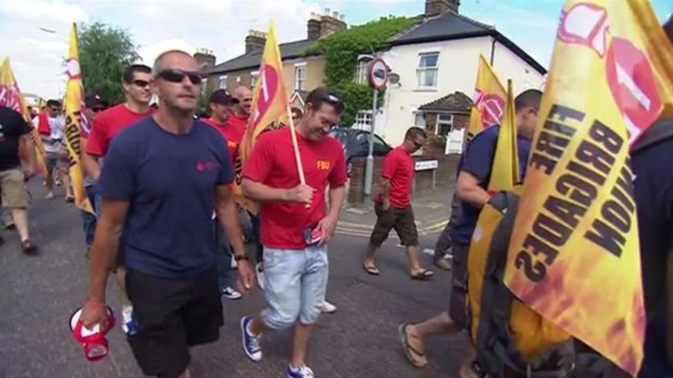 Firefighters Strike For 24 Hours Over Pensions Bbc News