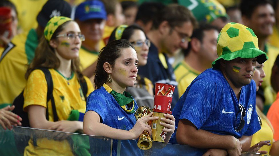 Pictures Brazil fans despair at World Cup loss BBC Newsround