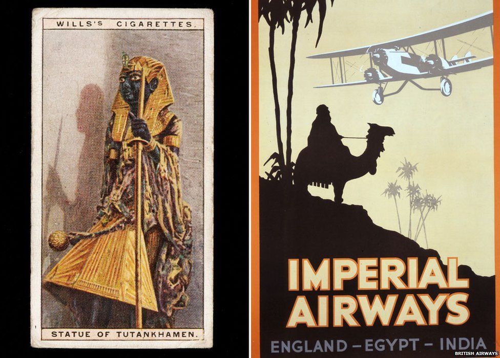 World of Wonders cigarette card (left) and poster for Imperial Airways, 1930s