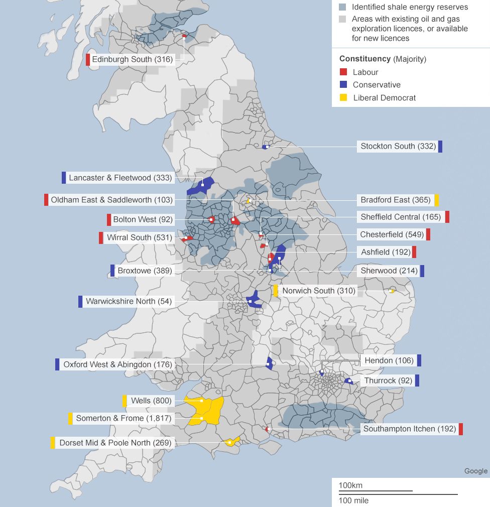 Map of key marginals in shale gas areas