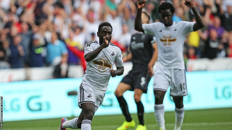 Swansea City winger Nathan Dyer celebrates after scoring the only goal of the game in the victory over Burnley.