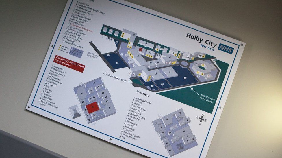 Cynllun manwl o adrannau ysbyty Holby City // A detailed plan of the departments in Holby City Hospital
