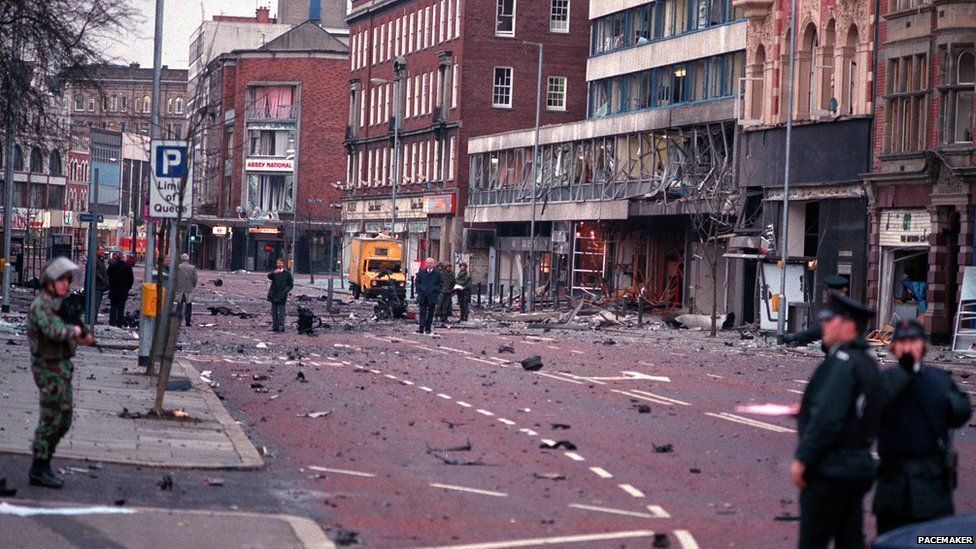 Bomb scene in High Street, Belfast