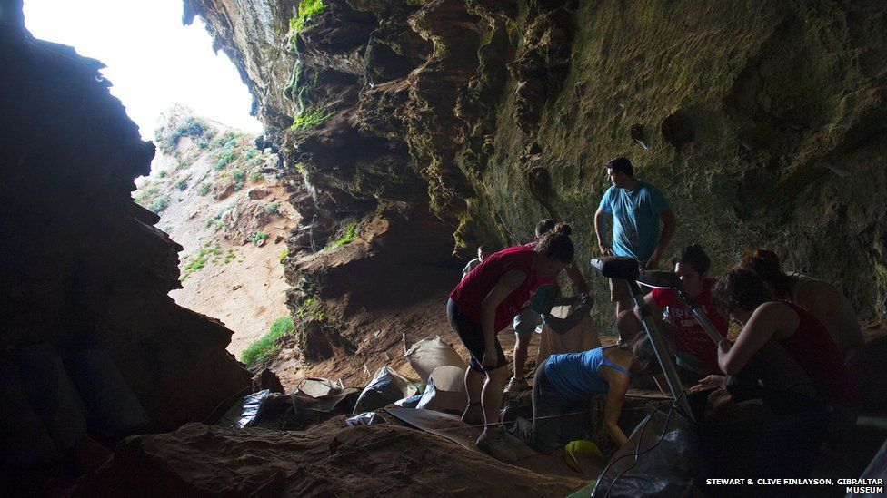 Excavation in Gorham's Cave
