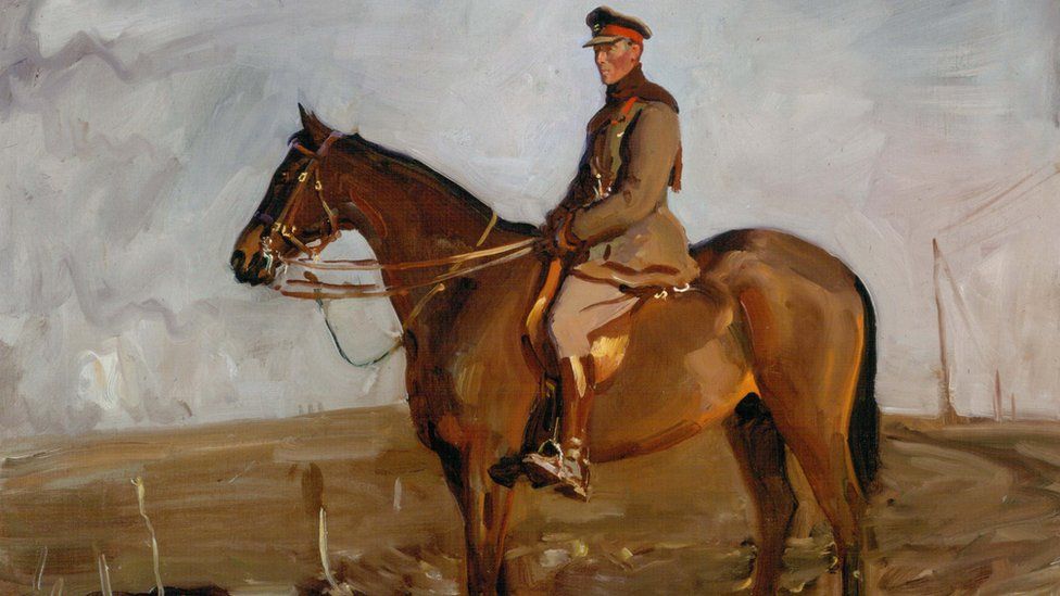 Painting of Warrior and Gen Jack Seeley by Sir Alfred Munnings