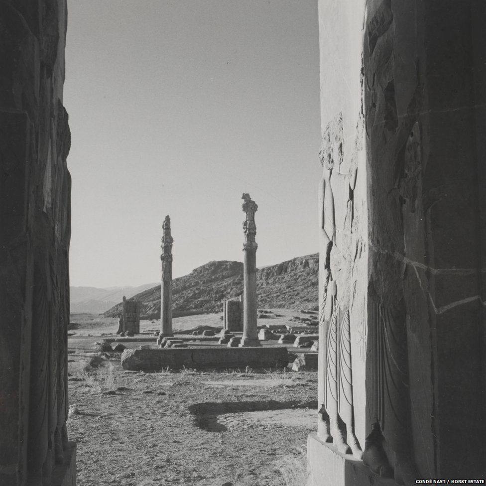 View of ruins at the palace of Persepolis, 1949