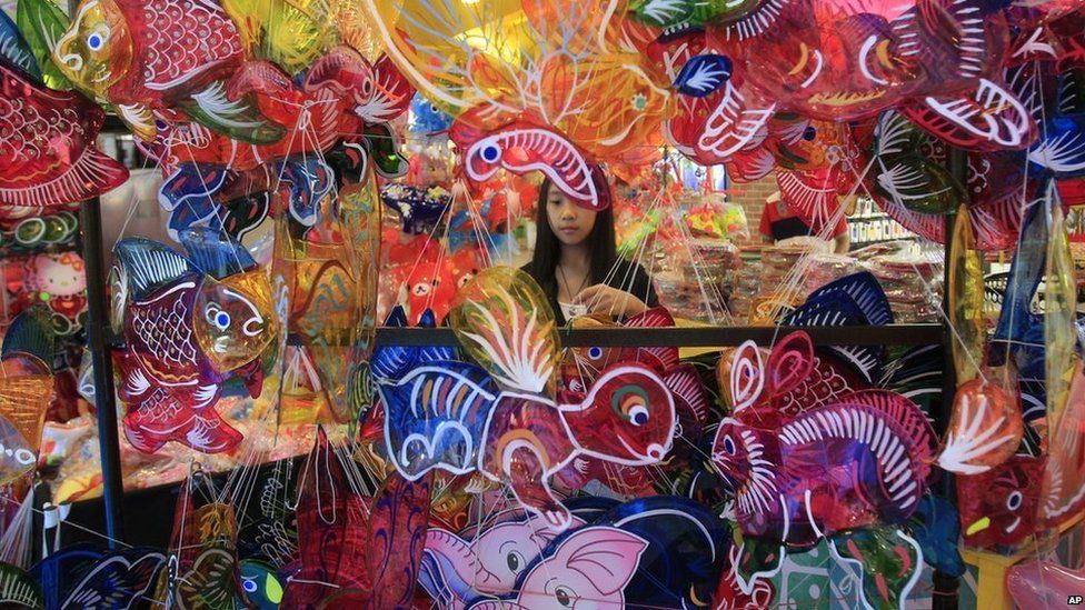 Colourful Chinese lanterns are on display for sale for the upcoming Mid-Autumn Festival at a shopping mall in Petaling Jaya, near Kuala Lumpur, Malaysia on Sunday, 7 September, 2014