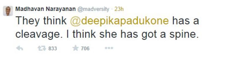 Bollywood Actress Deepika Padukone Anger Over Cleavage Tweet Bbc News