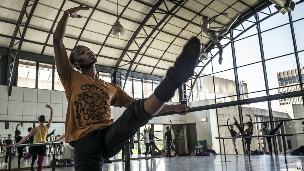 A Joburg Ballet dancer warming up, Johannesburg, South Africa - Wednesday 17 September 2014