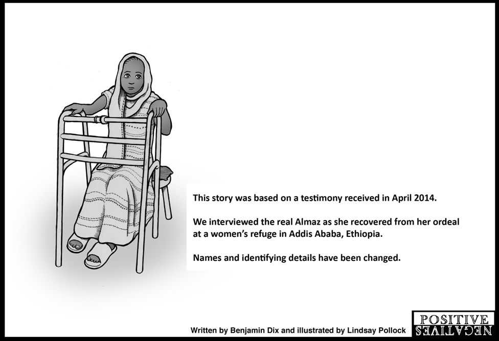 This story was was based on a testimony received in April 2014. We interviewed the real Almaz as she recovered from her ordeal at a women's refuge in Addis Ababa, Ethiopia. Names and identifying details have been changed.