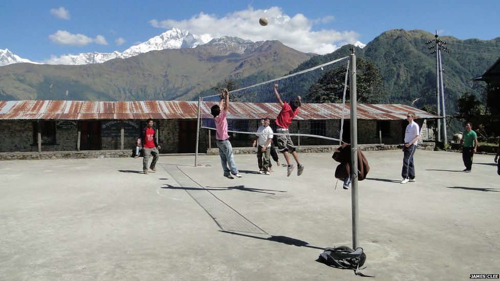 Volleyball in the Himalayas, Nepal.