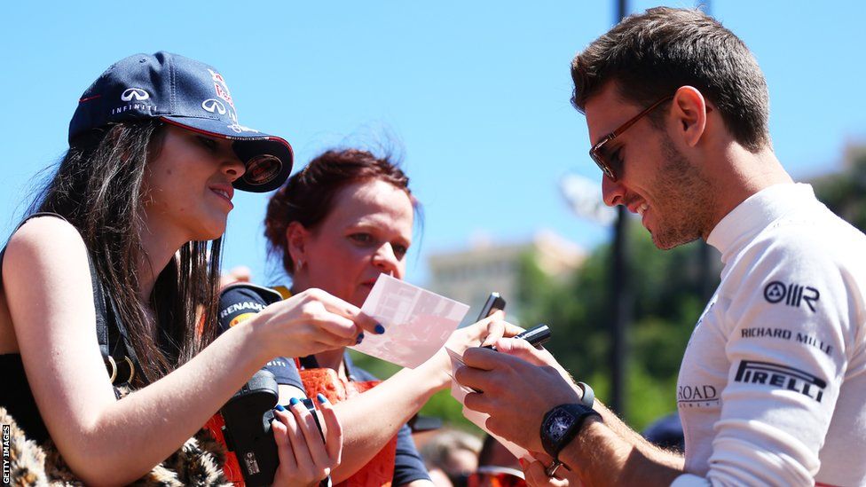 Jules Bianchi signing autographs prior to the Monaco Grand Prix this year.