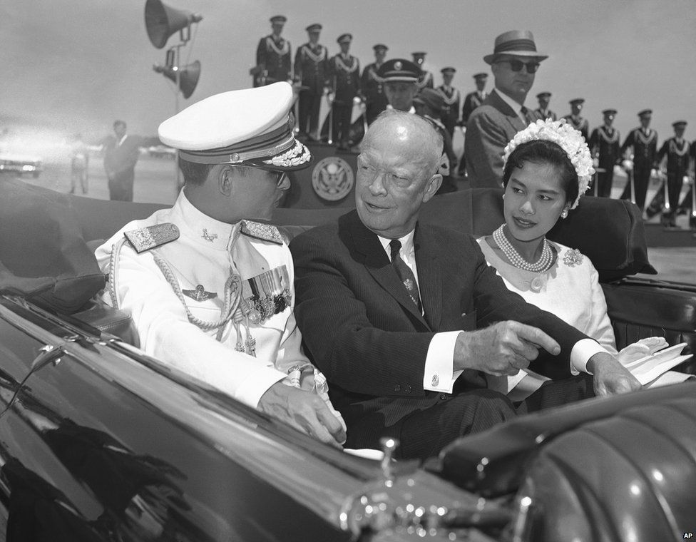 President Dwight Eisenhower with King Bhumibol and his wife in 1960
