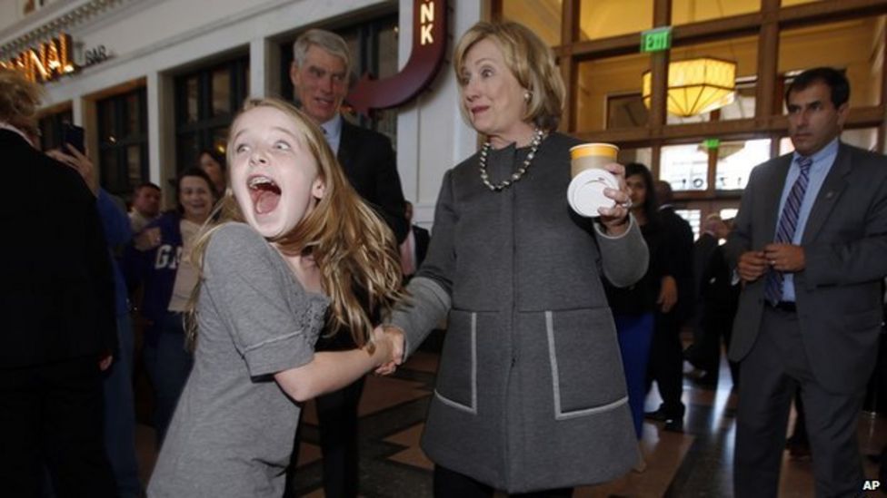 Girl Meets Hillary Clinton Freaks Out Bbc News