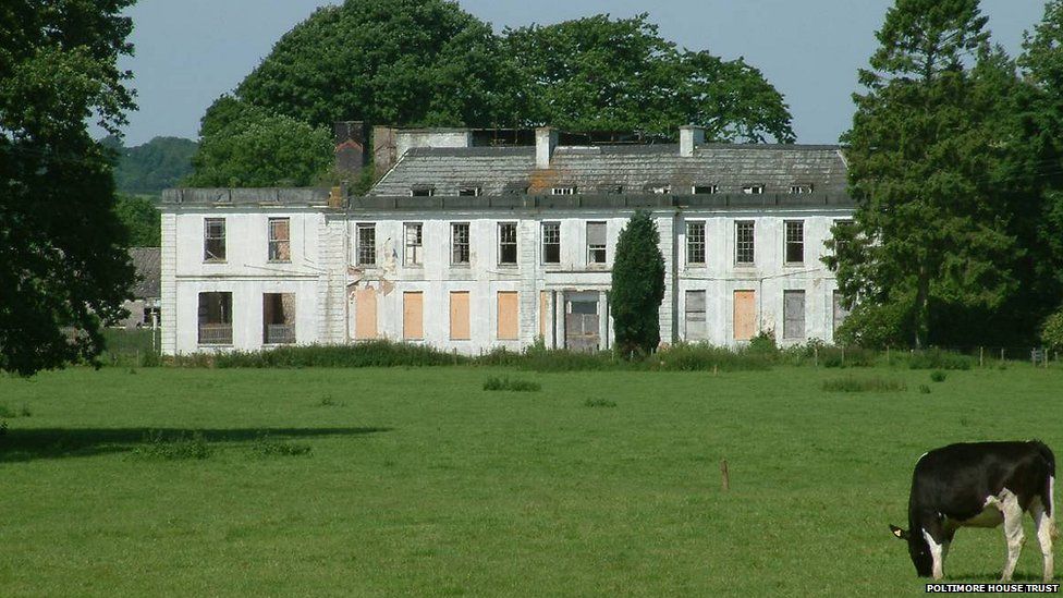 Poltimore House in Devon, now derelict