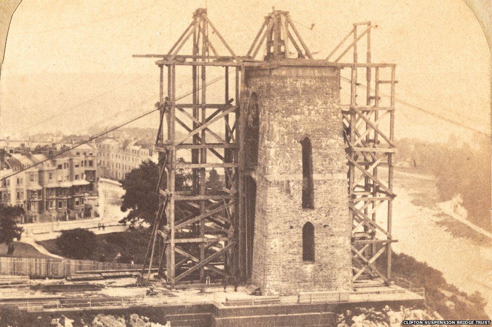 Clifton Suspension Bridge under construction