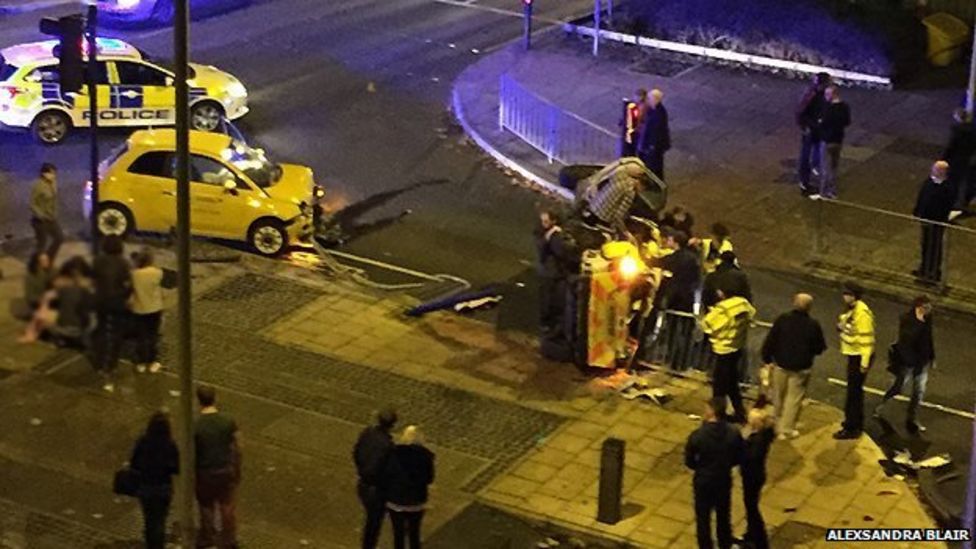 Norfolk Police car flips on side in Norwich car crash BBC News