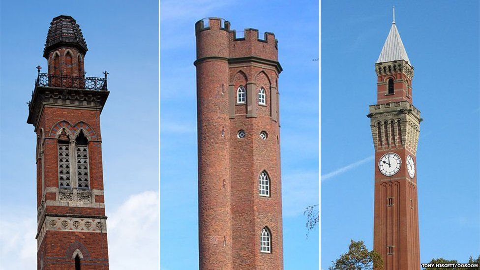 Edgbaston Waterworks, Perrott's Folly and the Birmingham University clocktower